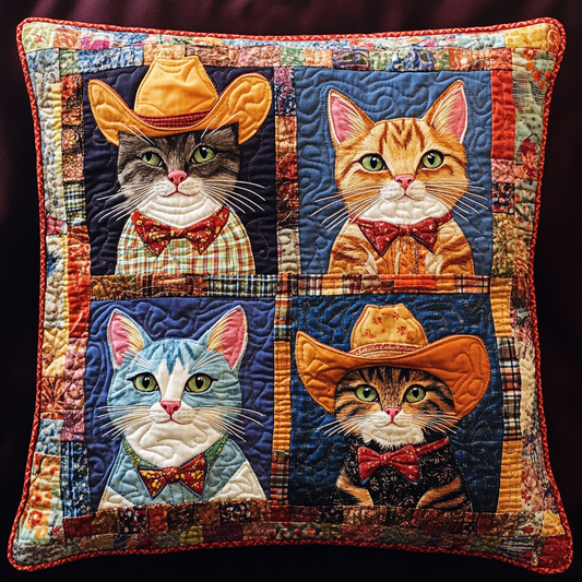 Cowboy Cat DAI241224059 Quilted Pillow Case