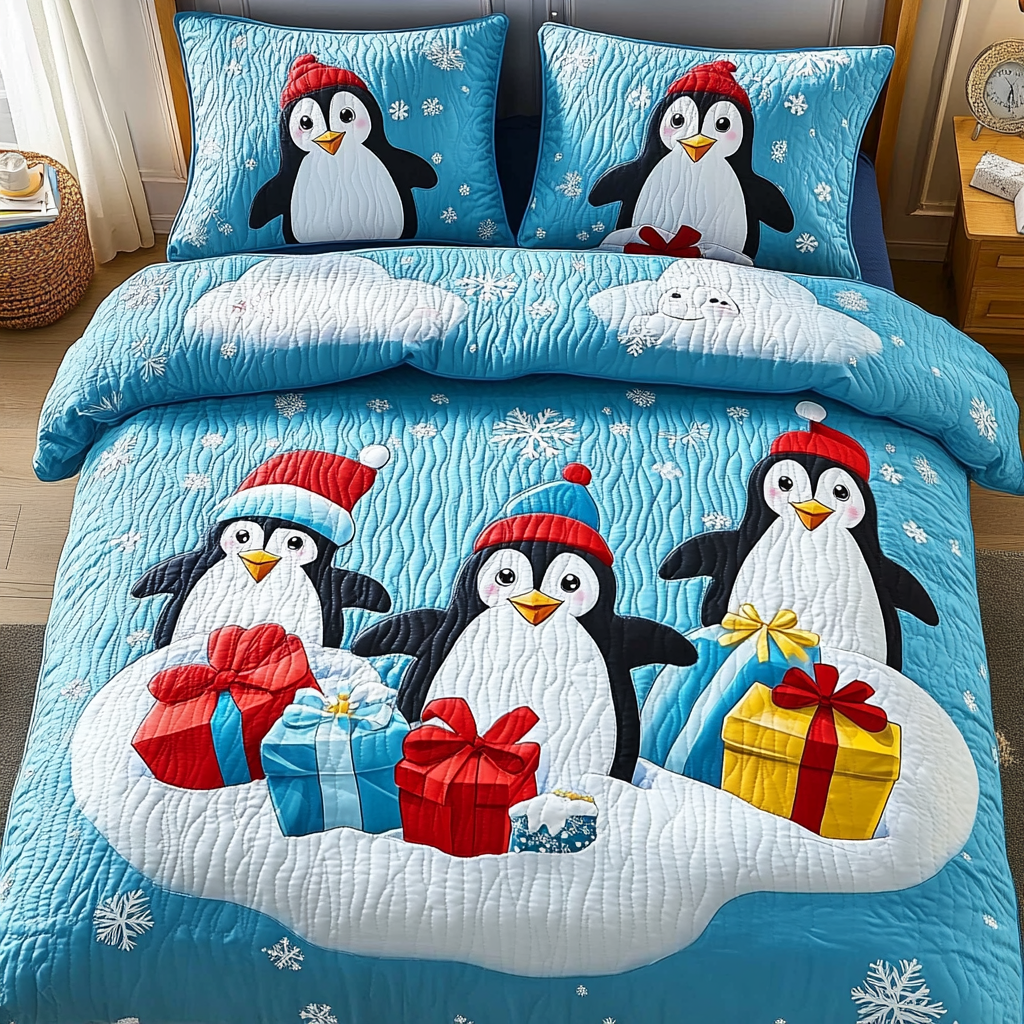 Christmas Penguin TAI201124314 Quilt Bedding Set