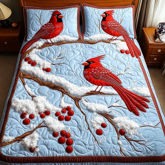 Winter Cardinal TAI201124156 Quilt Bedding Set