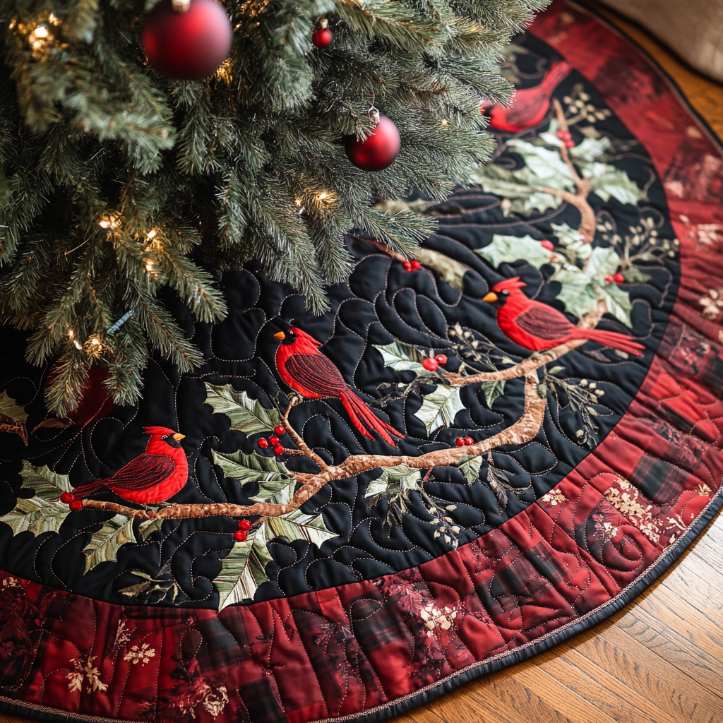 Christmas Cardinal TAI091024318 Quilted Tree Skirt