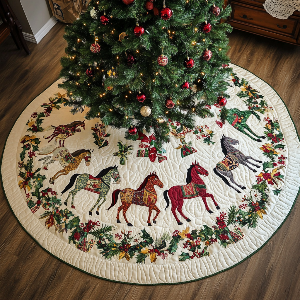 Christmas Horse TAI041024105 Quilted Tree Skirt