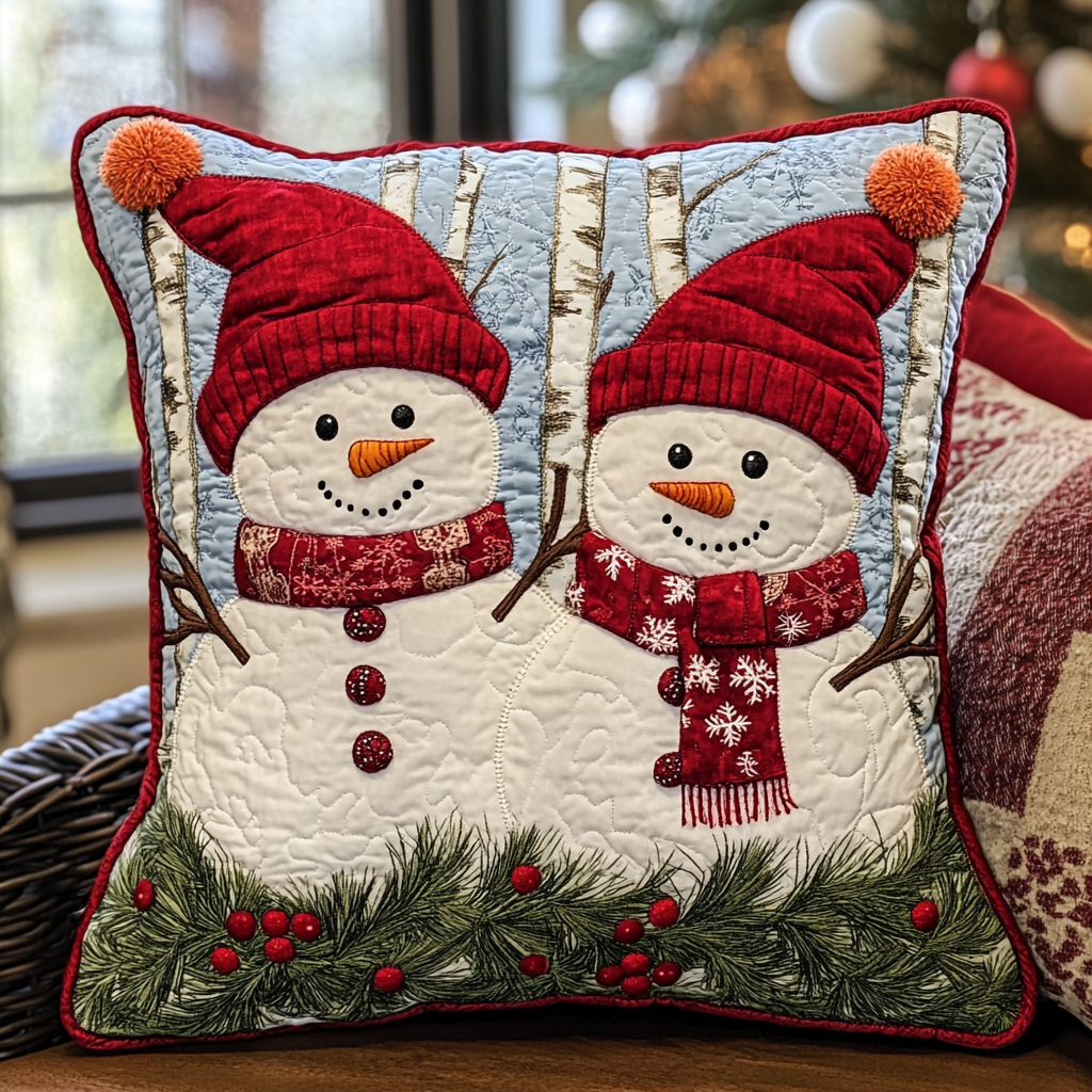 Christmas Snowman TAI141124356 Quilted Pillow Case