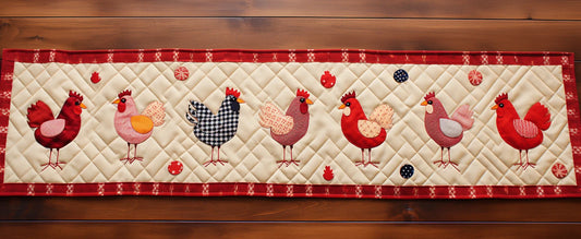 Chicken TAI280224010 Quilted Table Runner