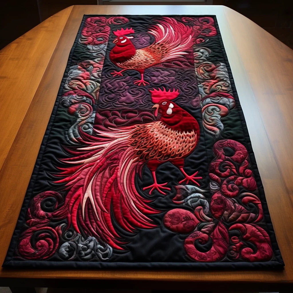 Rooster TAI07122321 Quilted Table Runner