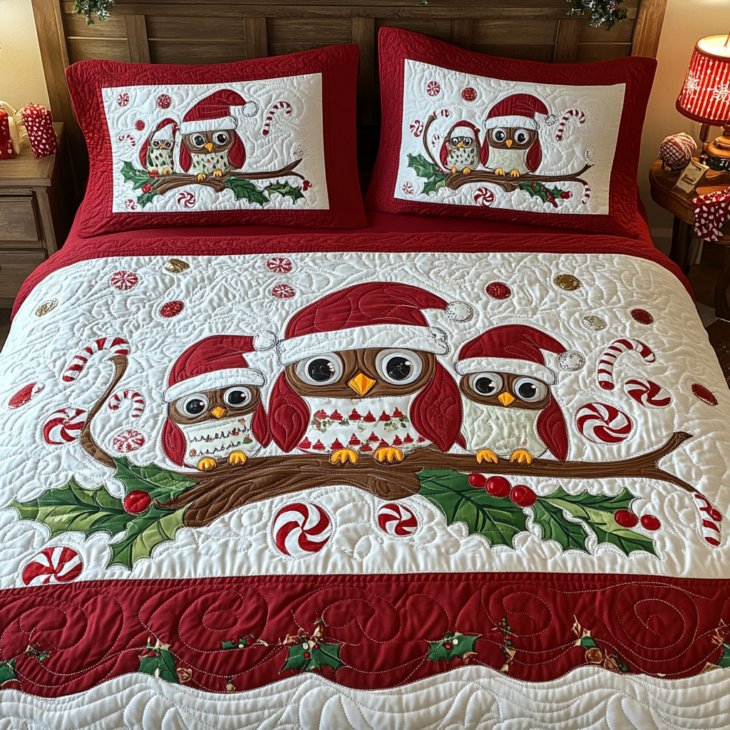 Christmas Owls TAI141124029 Quilt Bedding Set