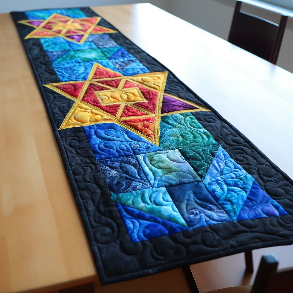 Jewish Star Of David TAI040124414 Quilted Table Runner