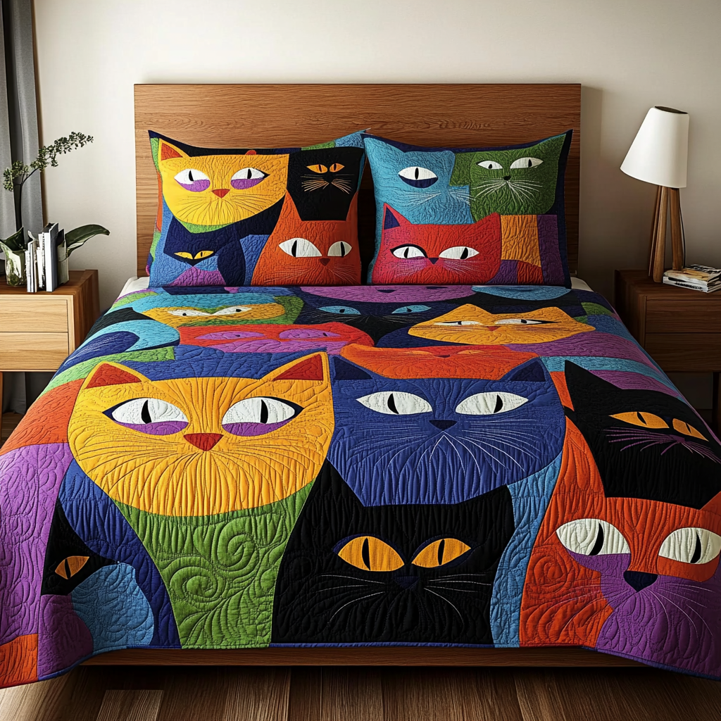 Abstract Cat TAI111124023 Quilt Bedding Set