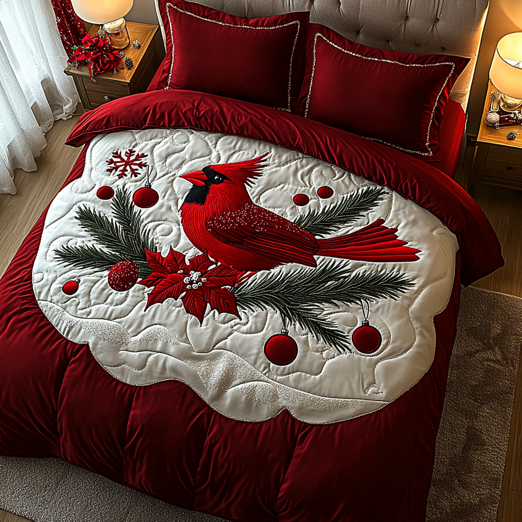 Christmas Cardinal TAI201124247 Quilt Bedding Set