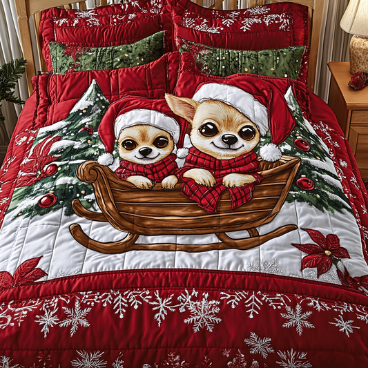 Christmas Chihuahua TAI101224422 Quilt Bedding Set