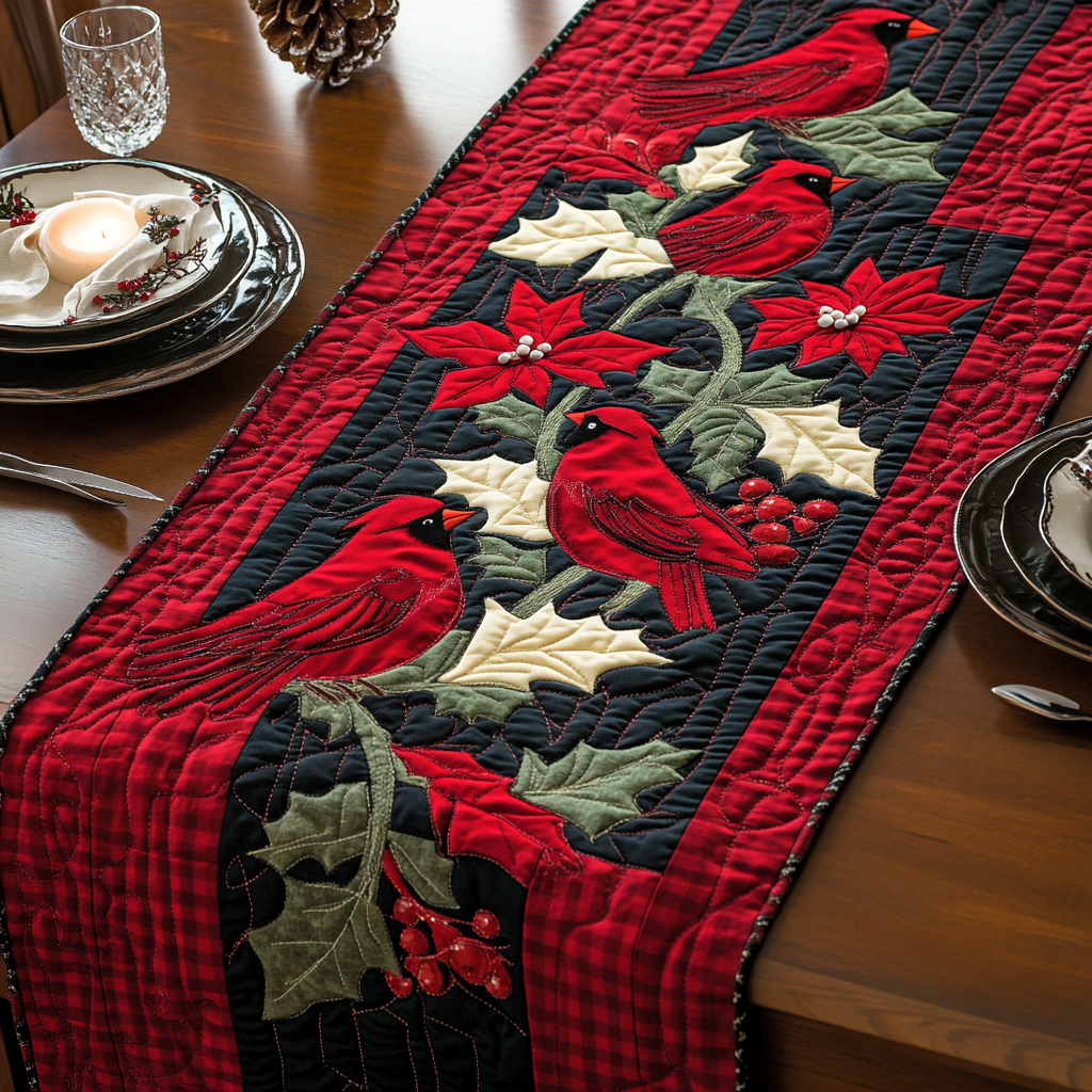 Christmas Cardinal TAI091024402 Quilted Table Runner