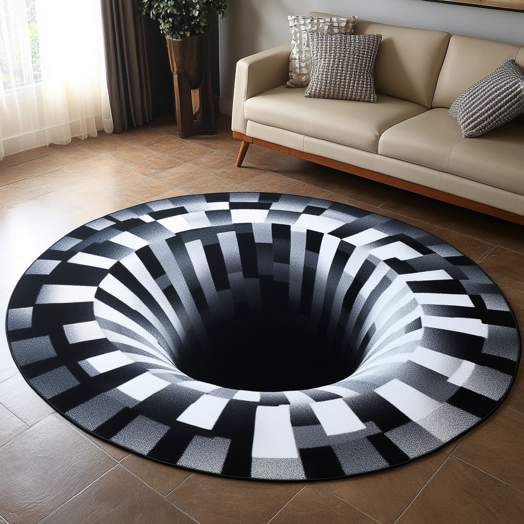 3D Hole TAI251124352 Round Area Rug