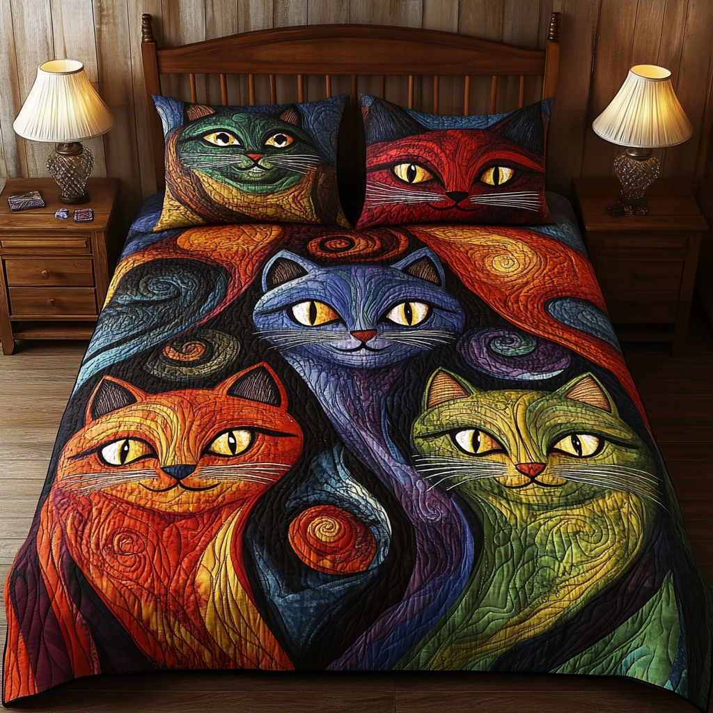 Cats TAI201124196 Quilt Bedding Set