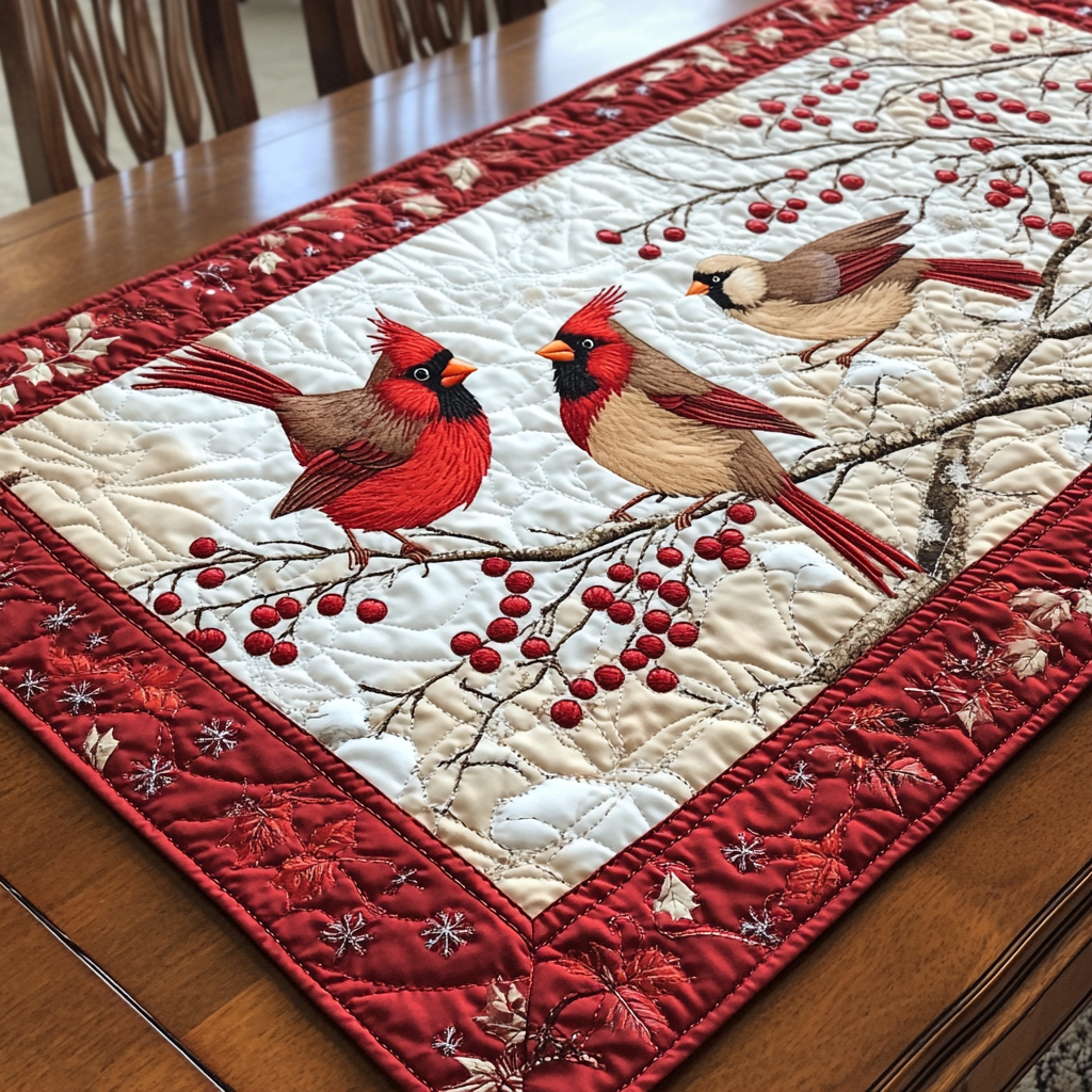 Christmas Cardinal TAI041024360 Quilted Table Runner