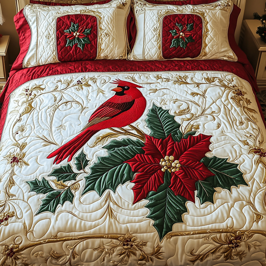 Christmas Cardinal TAI141124157 Quilt Bedding Set