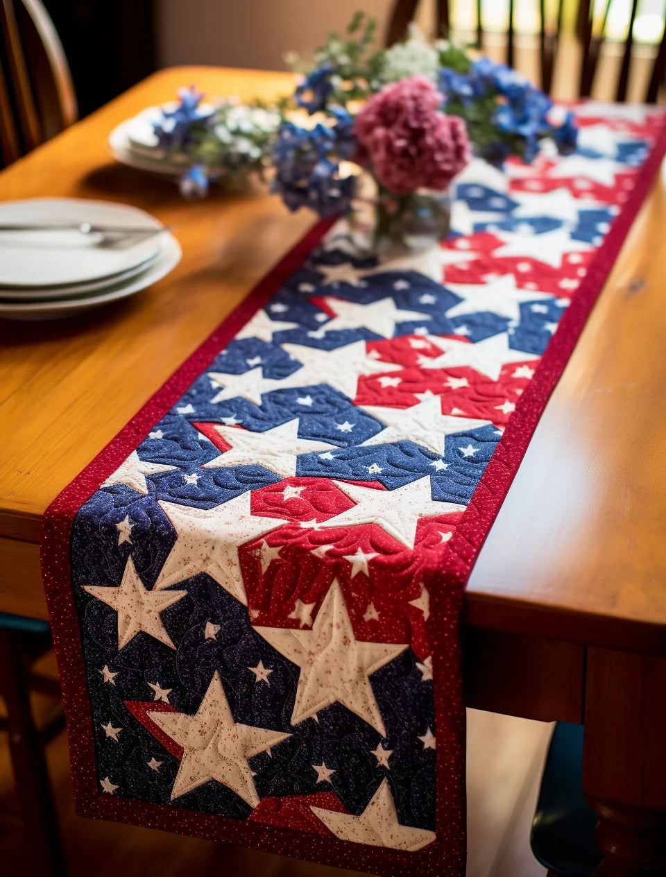 Patriotic Star TAI260224466 Quilted Table Runner