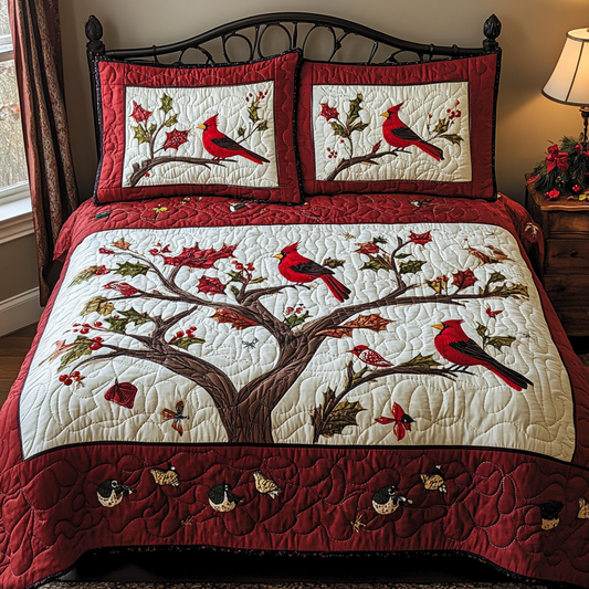 Christmas Cardinal TAI041024539 Quilt Bedding Set