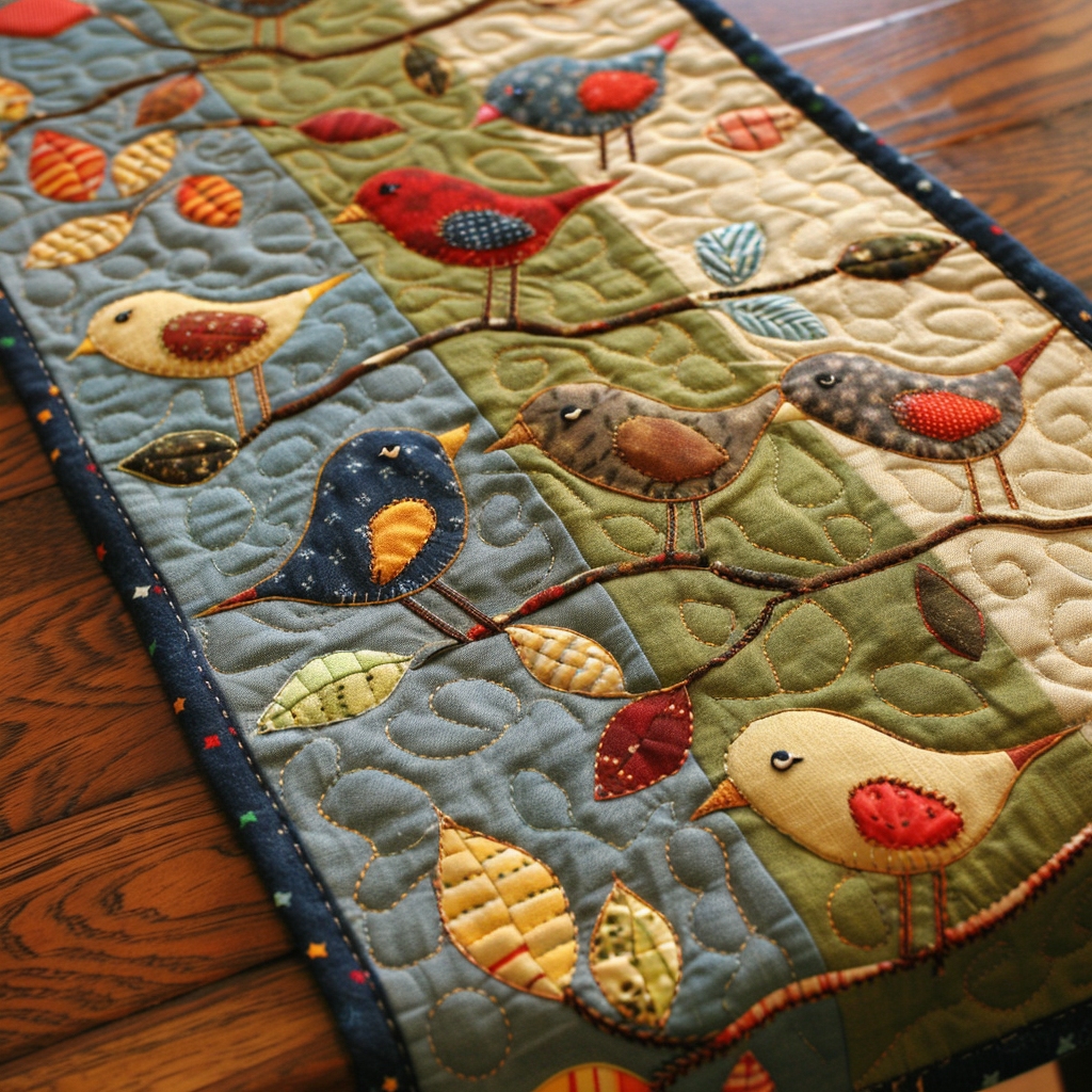 Birds TAI251124209 Quilted Table Runner