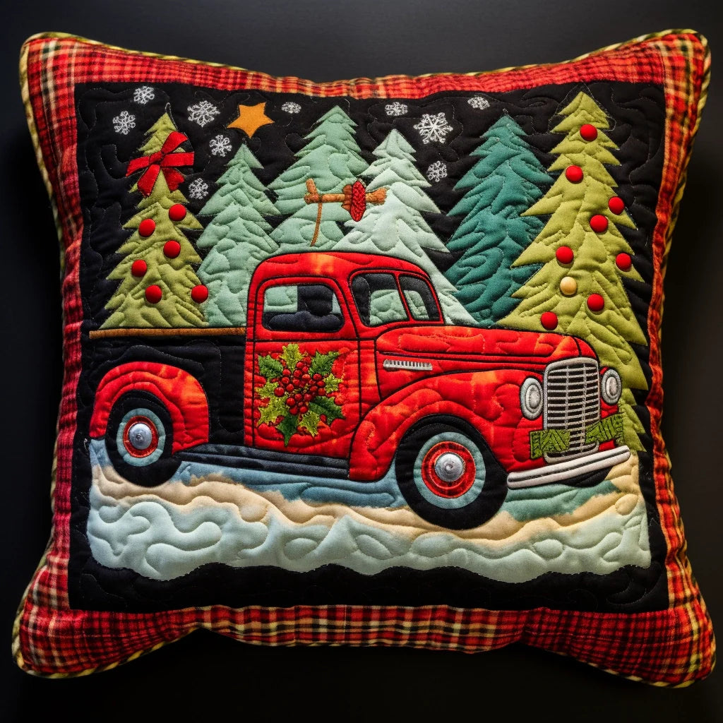 Christmas Truck TAI020324289 Quilted Pillow Case