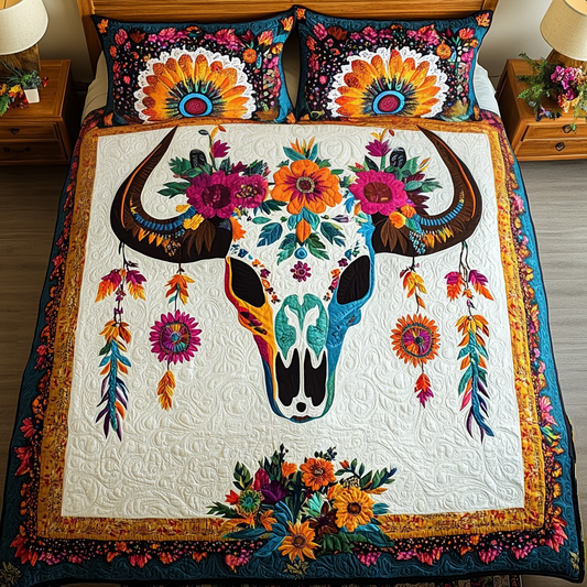 Hippie Bull Skull DAI241224172 Quilt Bedding Set