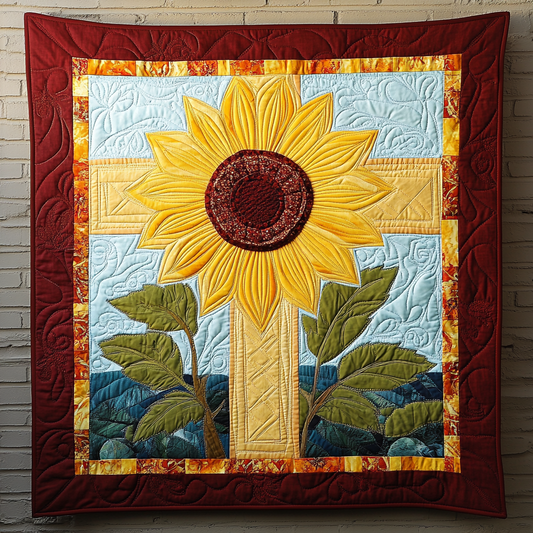 Sunflower Christian Cross DAI101224056 Quilt Blanket