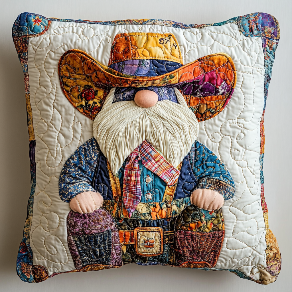 Cowboy Gnome DAI241224088 Quilted Pillow Case