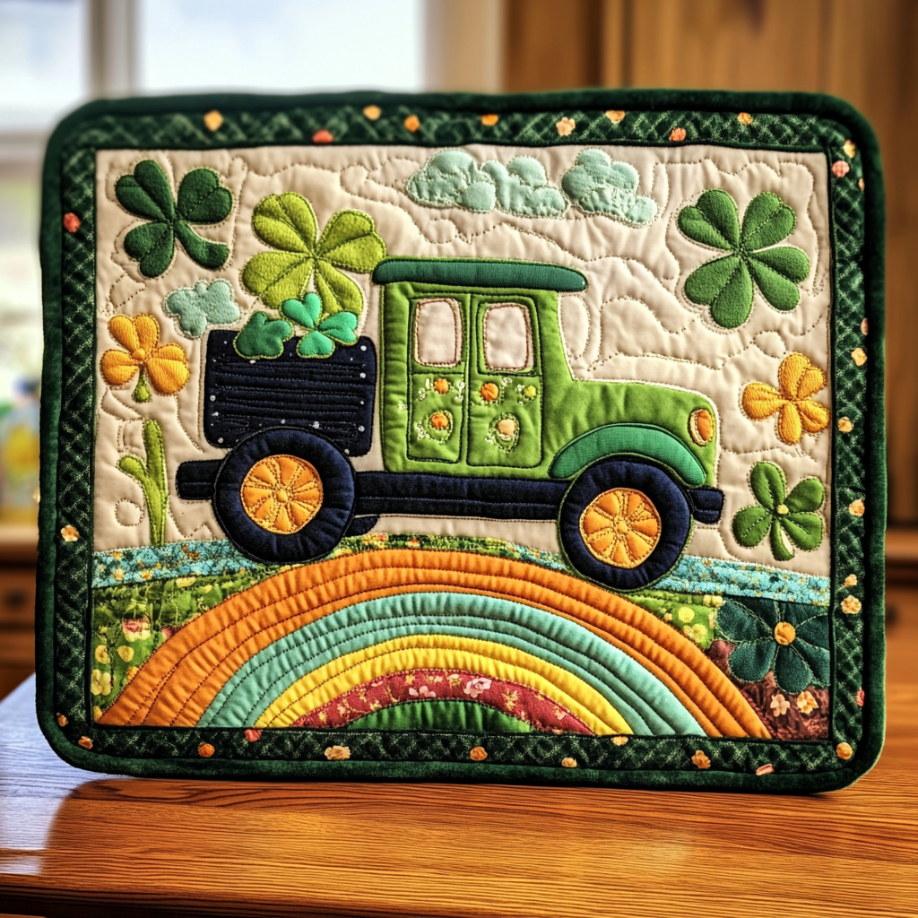 St Patrick's Day Truck DAI241224016 Quilted Placemats