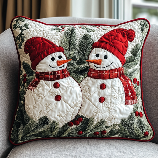 Christmas Snowman TAI141124352 Quilted Pillow Case