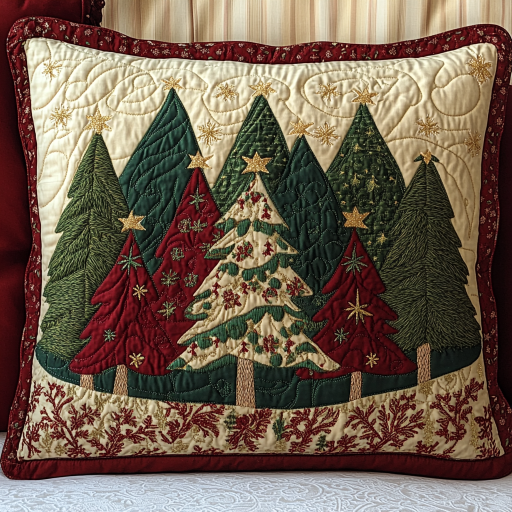 Christmas Tree TAI141124389 Quilted Pillow Case