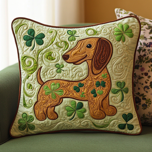 St Patrick's Day Dachshund DAI241224134 Quilted Pillow Case