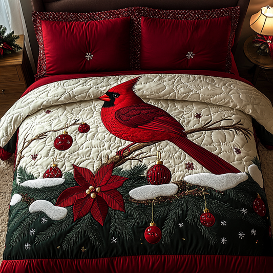 Christmas Cardinal TAI201124239 Quilt Bedding Set