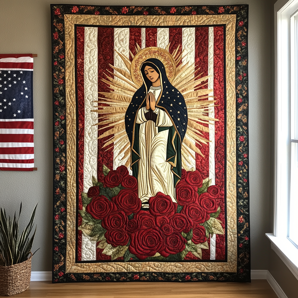 Patriotic Mother Mary DAI141124525 Quilt Blanket