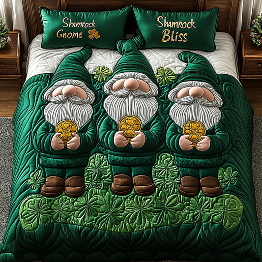 St Patrick Gnome TAI101224494 Quilt Bedding Set