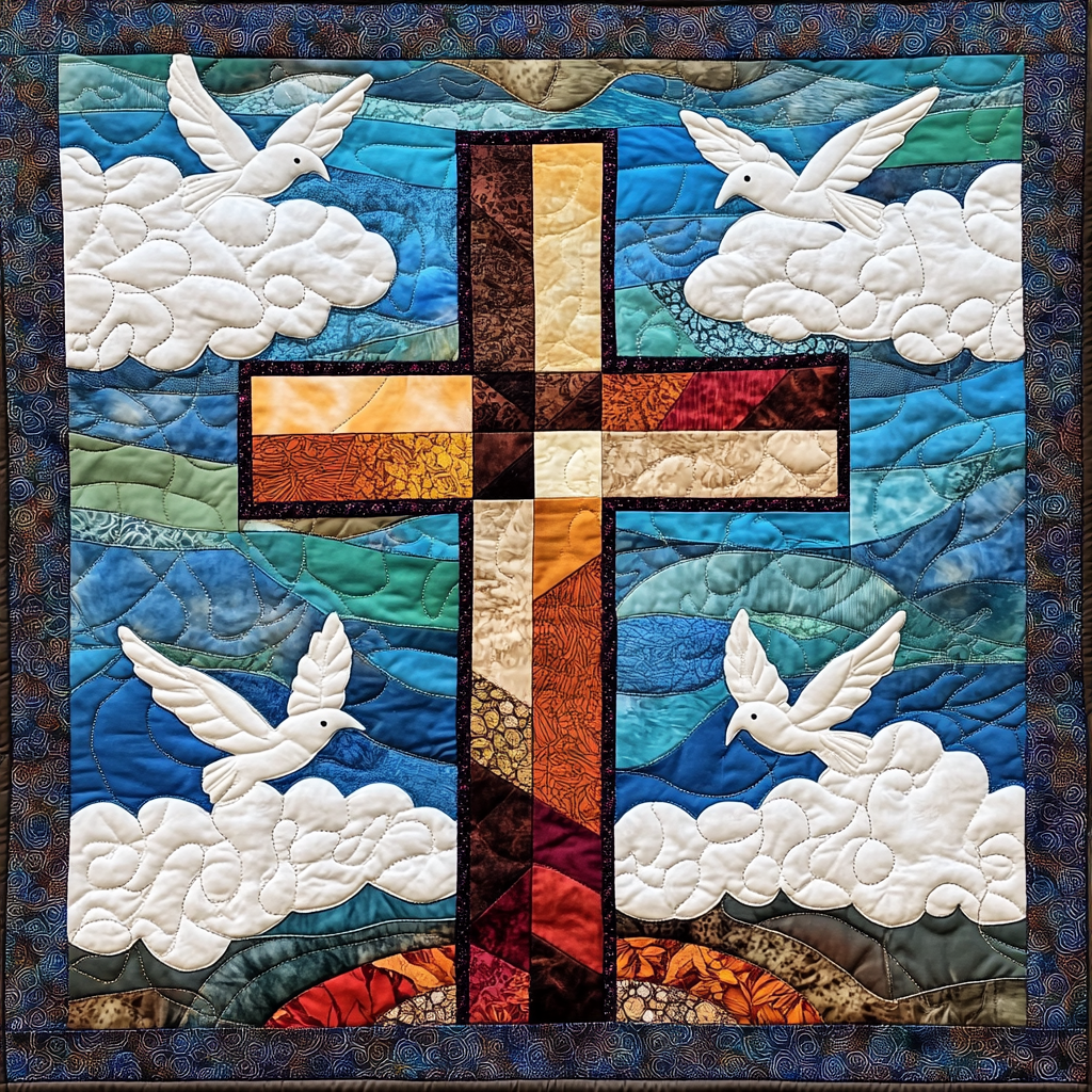 Dove With Christian Cross DAI231124044 Quilt Blanket