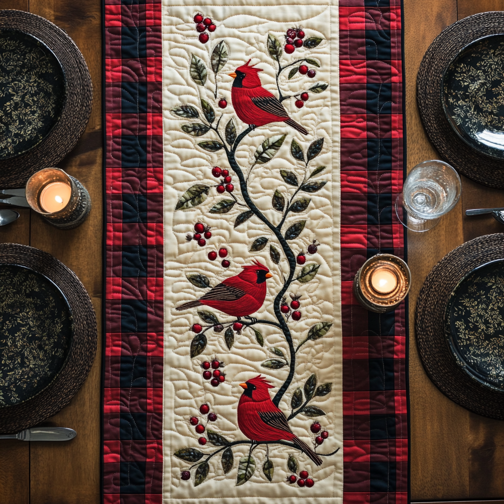 Christmas Cardinal TAI091024381 Quilted Table Runner