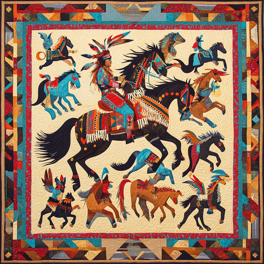 Native Horse TAI151024381 Quilt Blanket