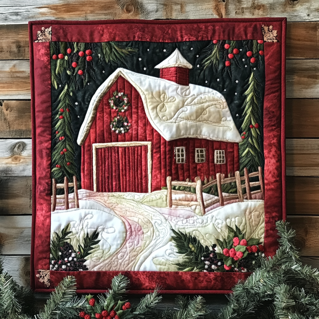 Snowy Barn DAI201124427 Quilt Blanket