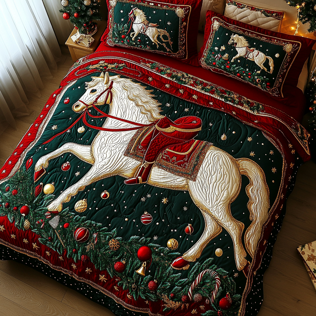 Majestic White Horse TAI101224375 Quilt Bedding Set