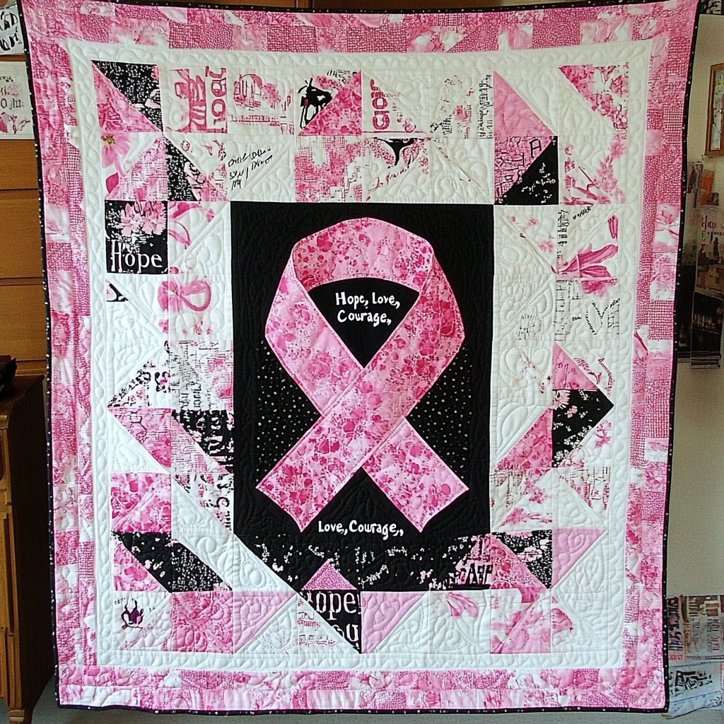 Breast Cancer Ribbon TAI101224211 Quilt Blanket