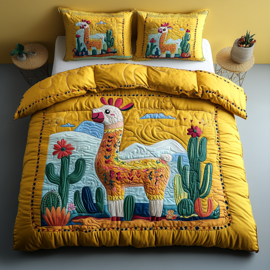 Desert Cactus Llama DAI101224008 Quilt Bedding Set