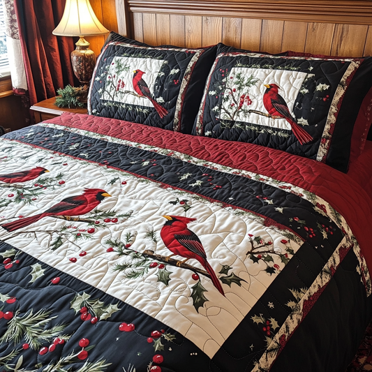 Christmas Cardinal TAI041024497 Quilt Bedding Set