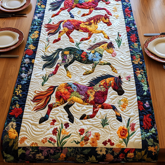 Floral Horse TAI021024204 Quilted Table Runner