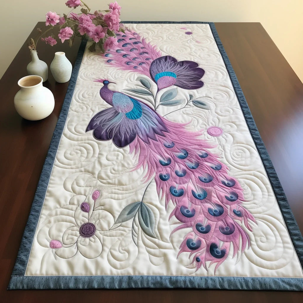 Peacock TAI260224474 Quilted Table Runner