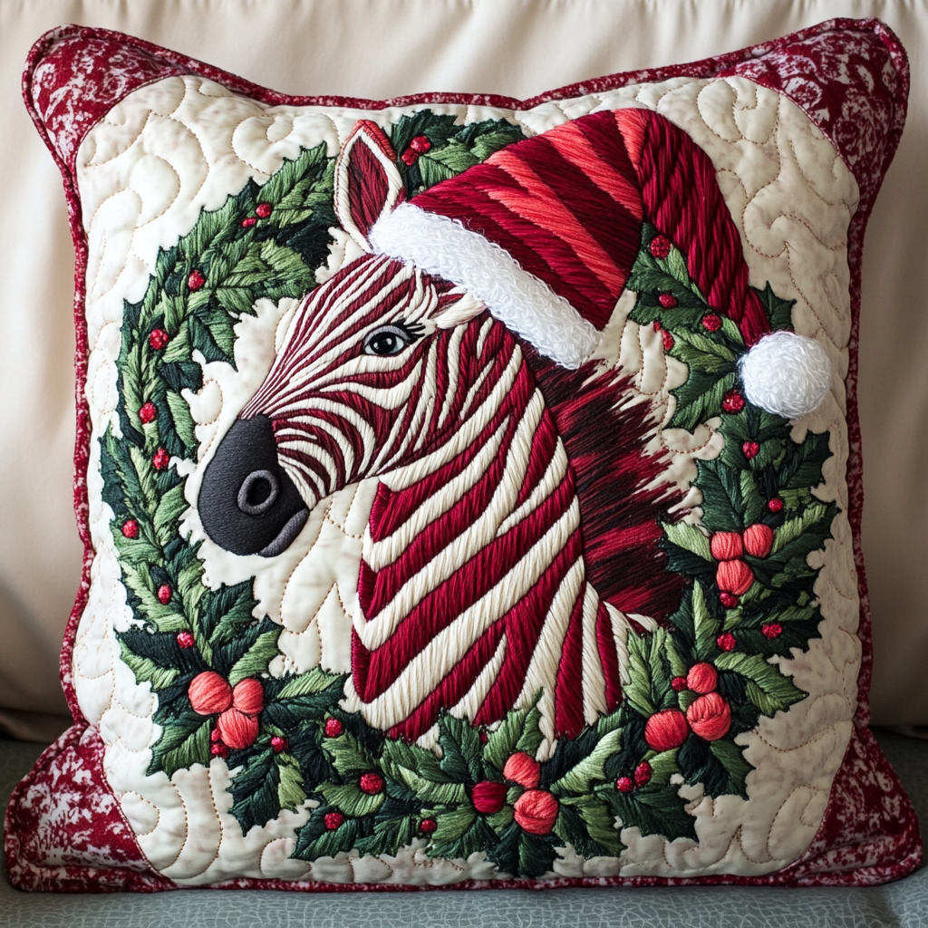 Christmas Zebra DAI231124116 Quilted Pillow Case