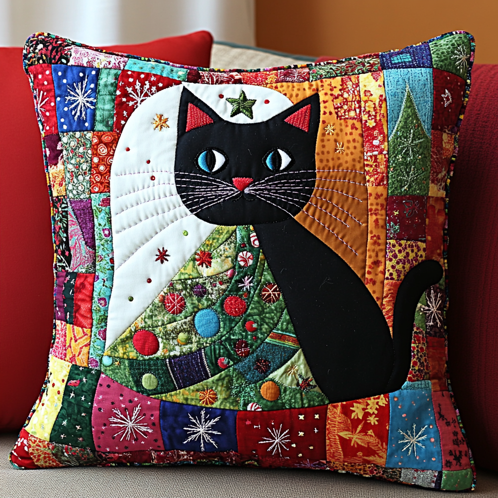 Christmas Cat TAI091024410 Quilted Pillow Case