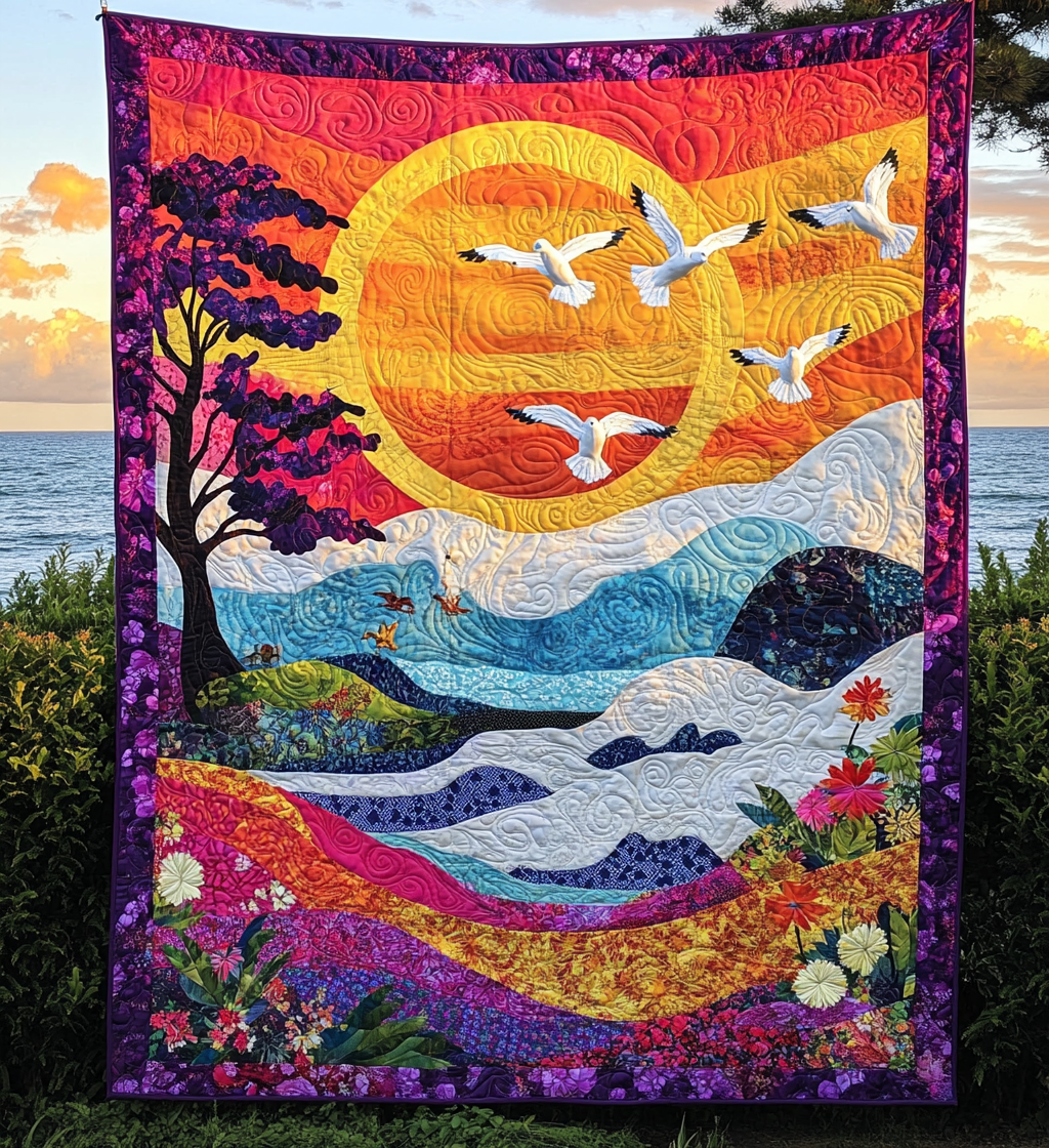 Sunset Seagull DAI281124061 Quilt Blanket