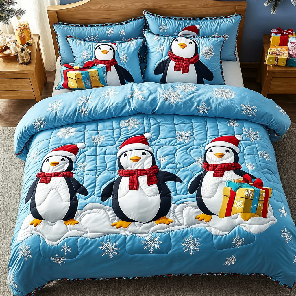 Christmas Penguin TAI201124313 Quilt Bedding Set