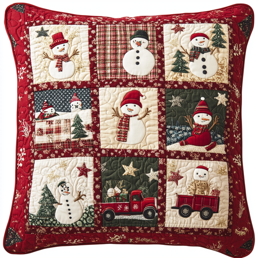 Christmas Snowman TAI181024563 Quilted Pillow Case