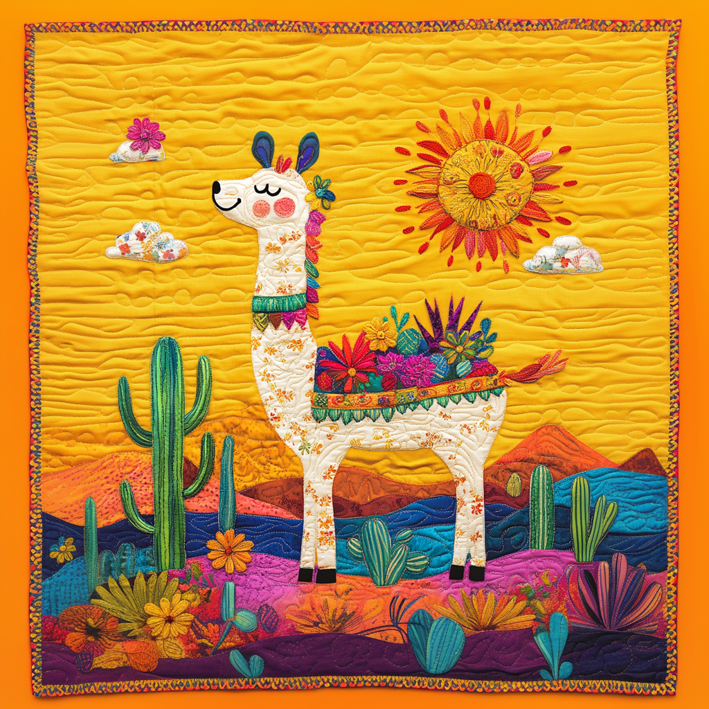 Desert Cactus Llama DAI281124082 Quilt Blanket