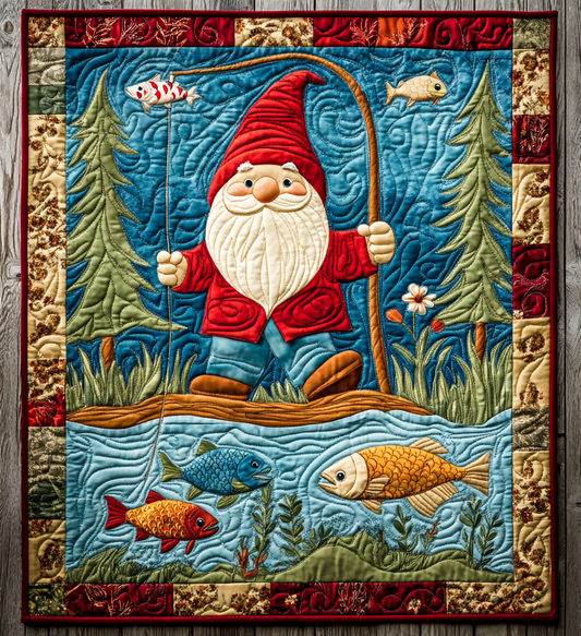 Fishing Gnome DAI241224503 Quilt Blanket