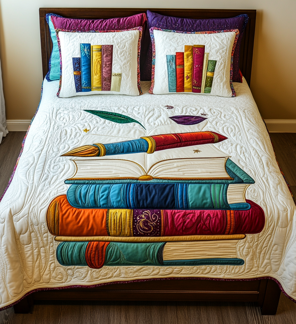 Book And Pen DAI051224132 Quilt Bedding Set